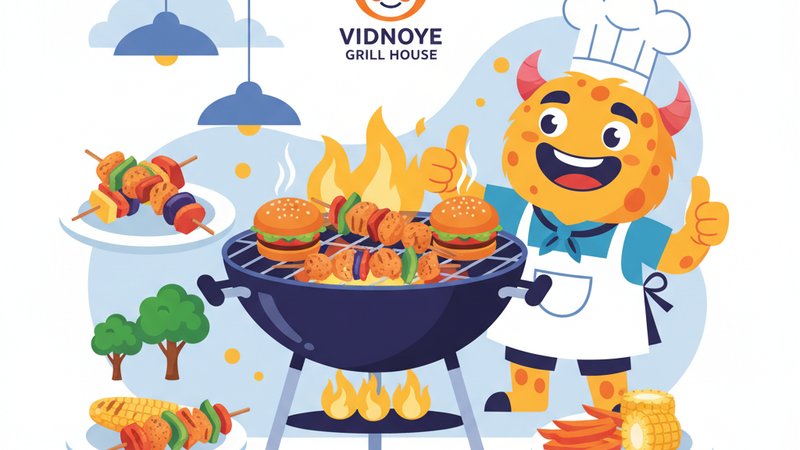 Современная иллюстрация для блога о детском меню гриль-хауса Grillehousevidnoe в 2026 году.